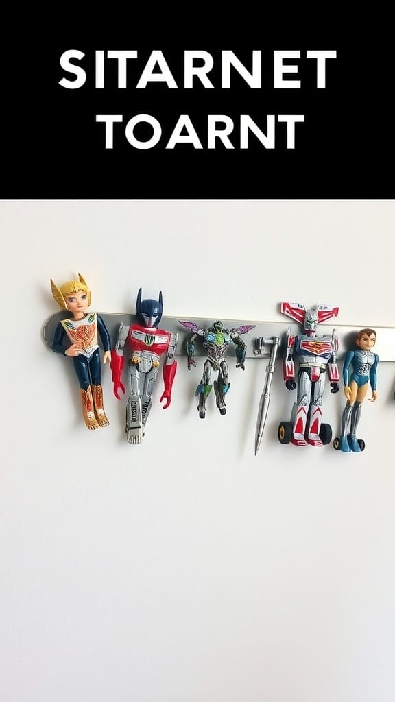 21 Creative Toy Storage Ideas for a Clutter-Free Playroom 10 Small metal toys displayed on a magnetic strip