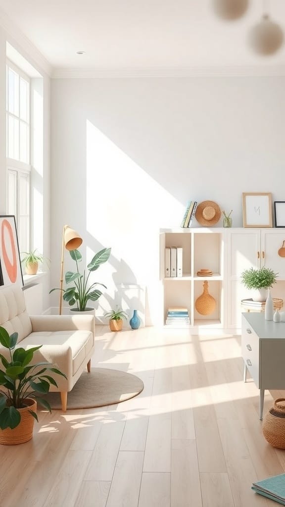 22 Creative Japanese Home Organization Ideas for a Clutter-Free Space 11 Bright and airy room with natural light, plants, and simple furniture