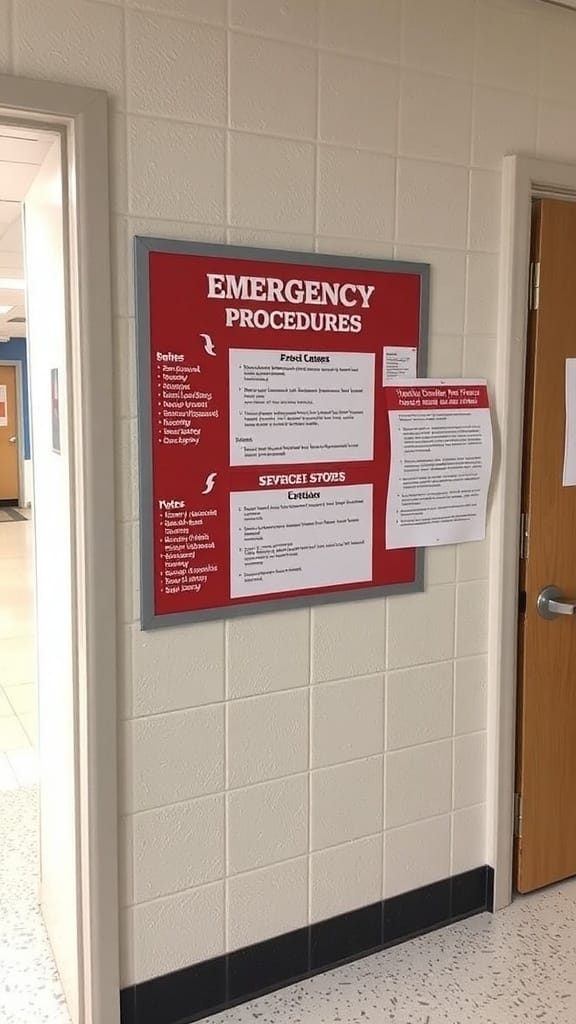 21 Creative Organization Ideas for Your School Office 18 Emergency procedures display board in a school office