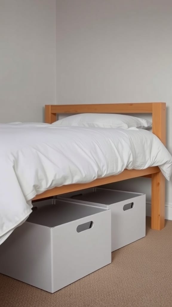21 Genius Clutter Busting Hacks to Organize Your Home 9 A cozy bed with two storage boxes underneath for maximizing space.