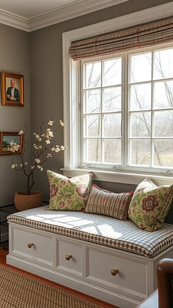 21 Clever Hidden Storage Ideas for a Clutter-Free Home 10 Cozy window seat with decorative pillows and hidden storage drawers
