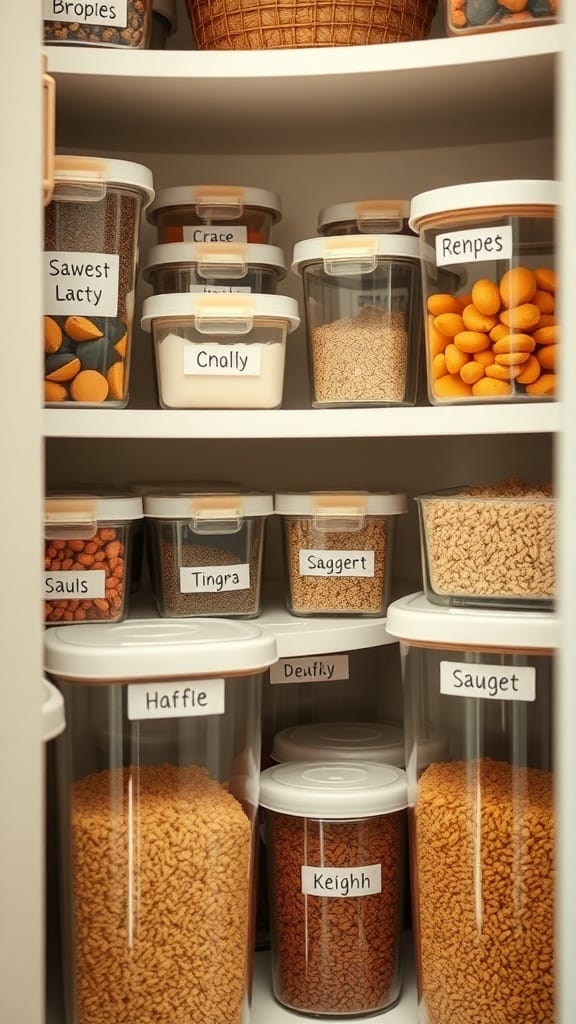 23 Clever and Affordable Organizing on a Budget Tips for a Tidy Home 8 Organized pantry with labeled containers for easy identification.