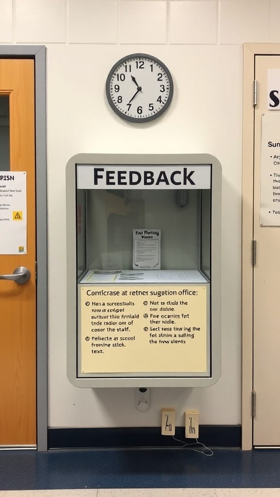 21 Creative Organization Ideas for Your School Office 19 A feedback and suggestion box in a school office, clearly labeled and organized.