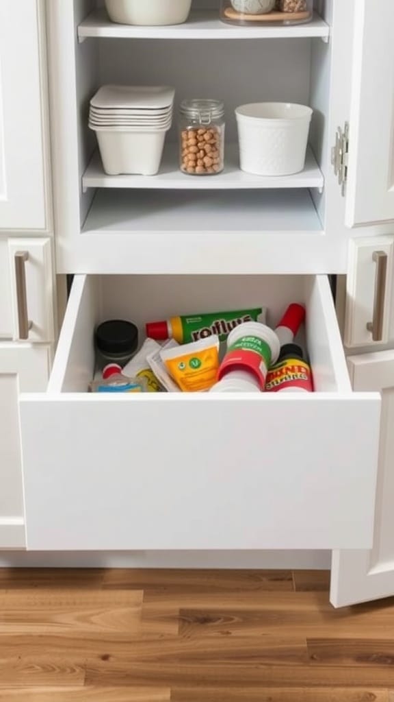 23 Brilliant Kitchen Drawer Organizing Ideas You Need to Try 6 A kitchen drawer filled with cleaning supplies, showcasing organization ideas.