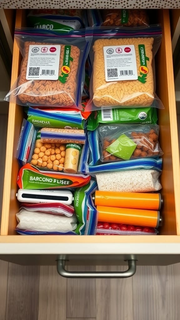 23 Brilliant Kitchen Drawer Organizing Ideas You Need to Try 23 Organized kitchen drawer with various food storage bags neatly arranged