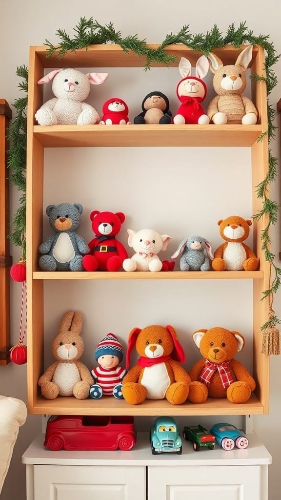 21 Creative Toy Storage Ideas for a Clutter-Free Playroom 21 Wooden toy display shelf with various plush toys and toy cars