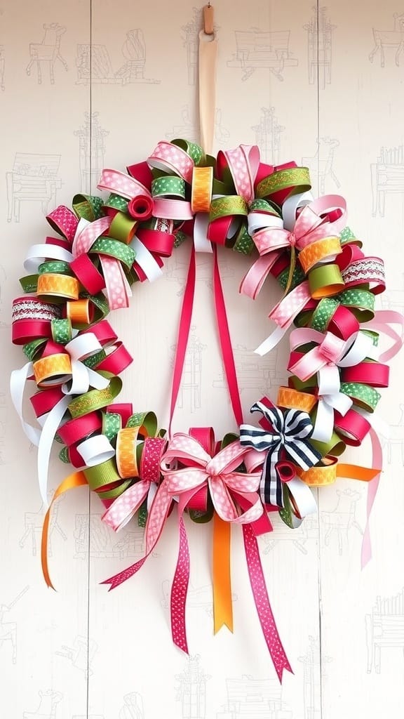 Practical Ribbon Organizing Ideas for a More Organized Craft Space (21 Tips) 5 Colorful ribbon wreath organizer filled with various ribbons and bows