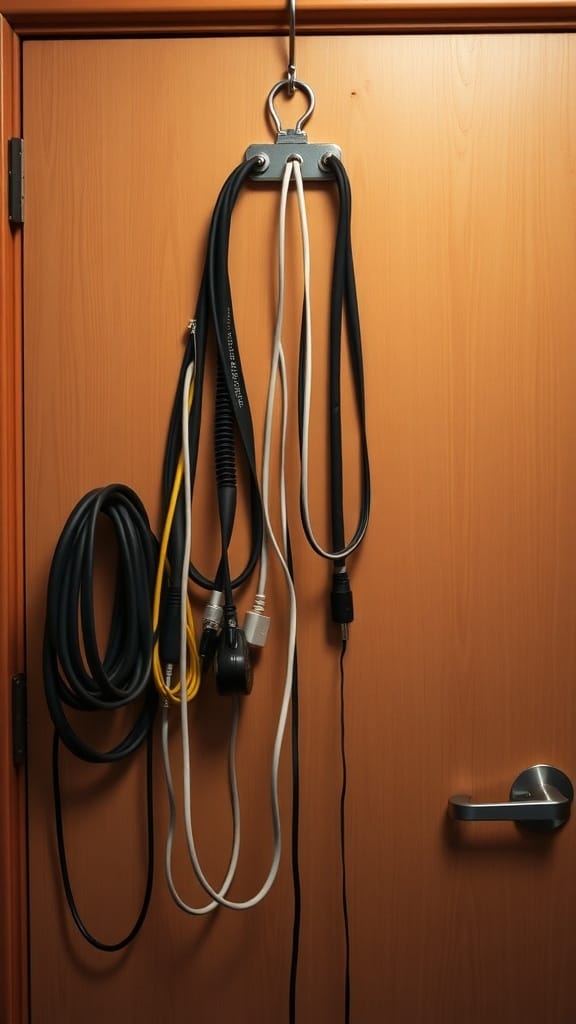 19 Genius Cord and Cable Organization Hacks for a Clutter-Free Space 4 Cables organized on an over-the-door hook