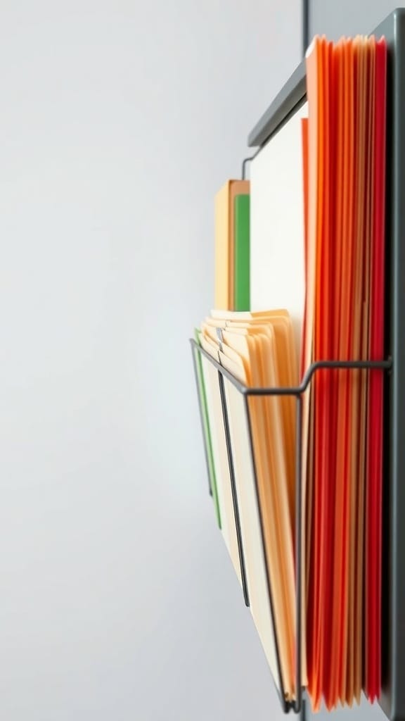 Dollar Store Organization Hacks That Actually Work: 23 Smart Storage Ideas 14 Colorful hanging file folders organized in a rack