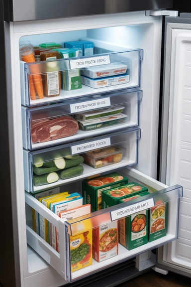 Clear Freezer Bins That Group Similar Foods