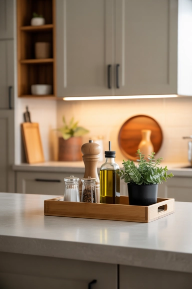 21 Smart Kitchen Counter Organization Ideas for Clear Surfaces 2 Tray Stations That Define Counter Zones