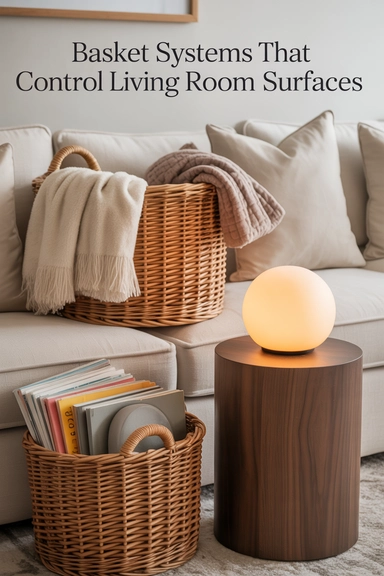 Basket Systems That Control Living Room Surfaces