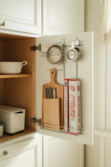 Vertical Storage Inside Cabinet Doors