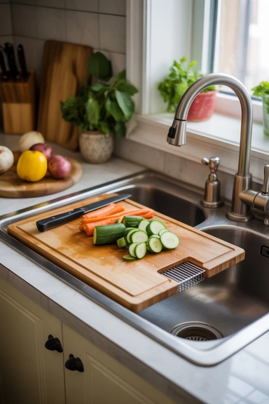 21 Smart Space Saving Kitchen Hacks That Reduce Daily Clutter 5 Over-Sink Cutting Boards for Instant Prep Space
