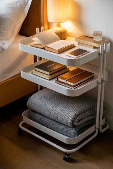 Bedroom Side Cart for Nightstand Storage