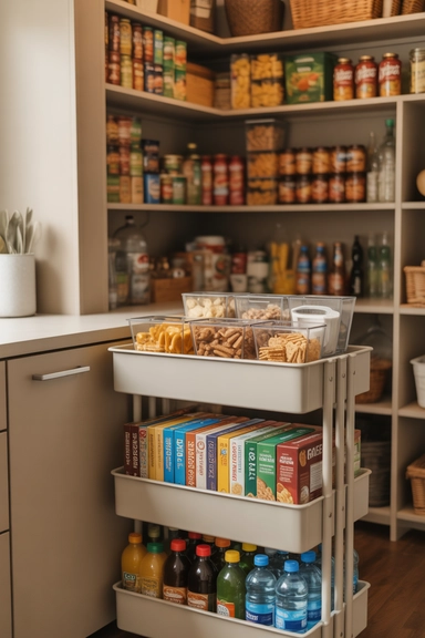 Pantry Overflow Cart for Food Storage Expansion