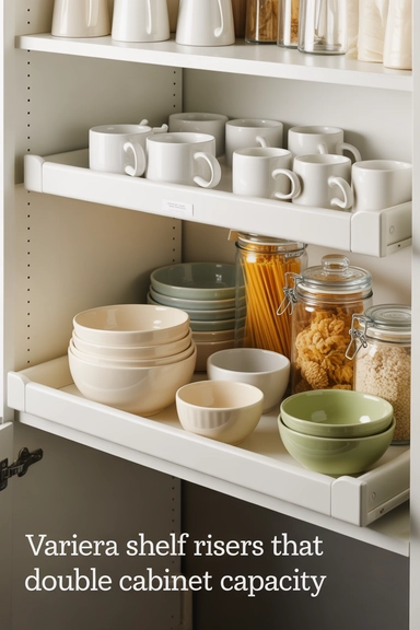 VARIERA Shelf Risers That Double Cabinet Capacity