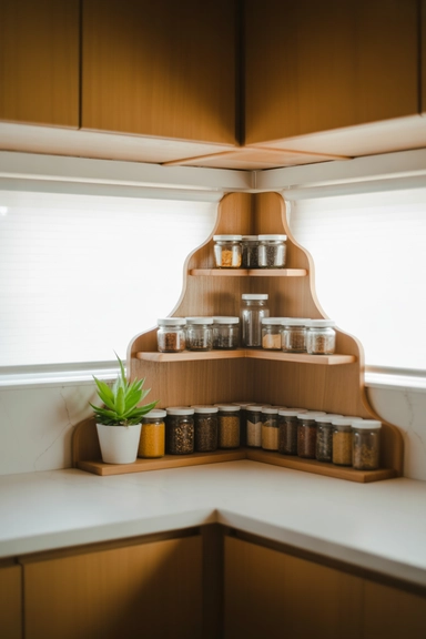 21 Smart Kitchen Counter Organization Ideas for Clear Surfaces 8 Corner Counter Shelves That Use Dead Angles