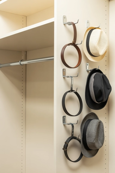 Adhesive Wall Hooks for Belt and Hat Organization