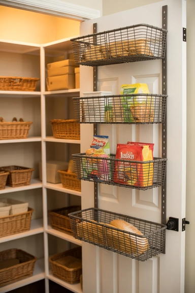 22 Dollar Store Pantry Organizing Ideas That Reduce Daily Clutter 9 Hanging Basket Hooks for Door Storage