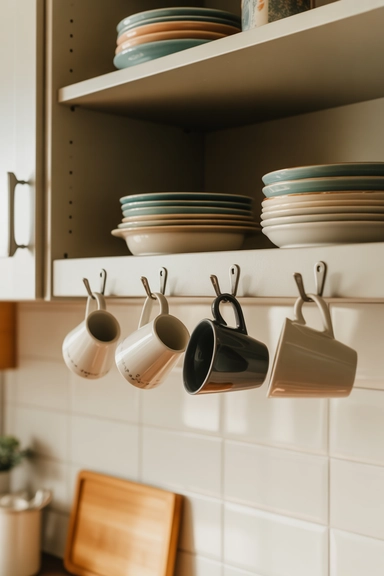 21 Smart Space Saving Kitchen Hacks That Reduce Daily Clutter 9 Under-Cabinet Mug Hooks That Reclaim Shelf Height