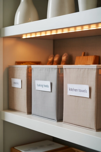 DRÖNA Fabric Boxes for Pantry and Cabinet Soft-Zoning