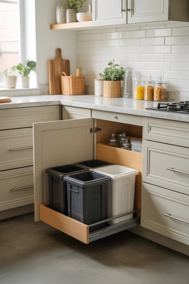 21 Smart Space Saving Kitchen Hacks That Reduce Daily Clutter 10 Slide-Out Trash Systems That Hide Bulky Bins