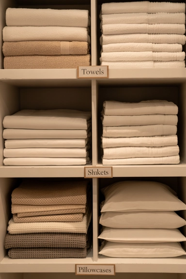 21 Smart Linen Closet Organizing Ideas for a Clutter-Free Home 2 Assign Dedicated Shelf Zones