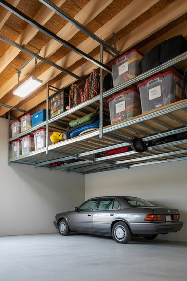 22 Genius Garage Ceiling Storage Ideas to Maximize Overhead Space 2 Heavy-Duty Overhead Rack Systems