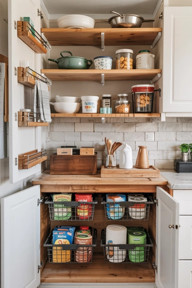 22 Smart Ways to Organize With Cheap Baskets That Instantly Reduce Clutter 2 UNDER-SHELF BASKETS FOR CABINET SPACE