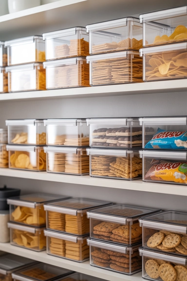 22 Smart Snack Organization Ideas for Zero Clutter 2 Use Clear Stackable Snack Bins
