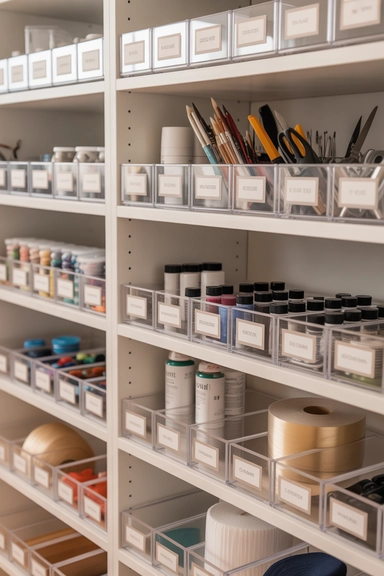 Clear Bins for Categorized Craft Supplies