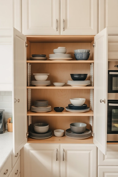 Shelf Risers That Double Vertical Cabinet Space