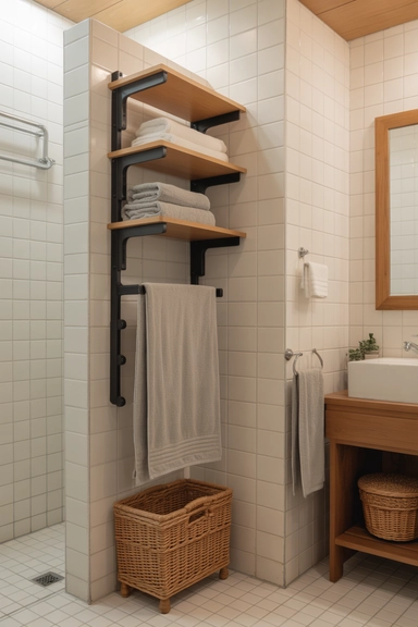 Vertical Towel Storage That Uses Wall Height Efficiently