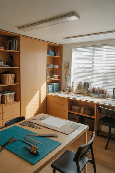 22 Smart Craft Room Layout Ideas That Make Small and Large Spaces Work Better 2 Zoned Layouts That Separate Making, Storage, and Prep