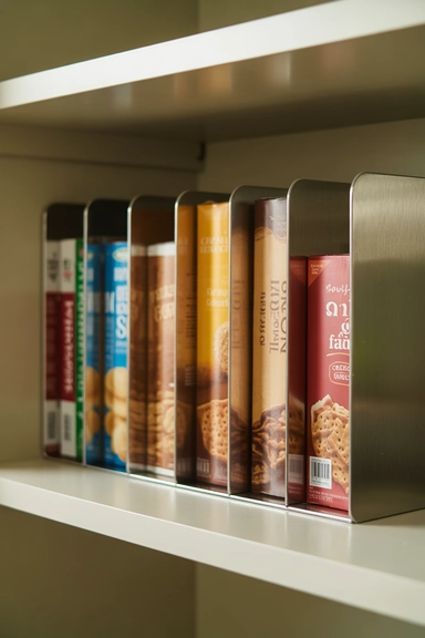 22 Smart Snack Organization Ideas for Zero Clutter 11 Use Shelf Dividers to Prevent Falling Stacks