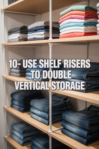 Use Shelf Risers to Double Vertical Storage