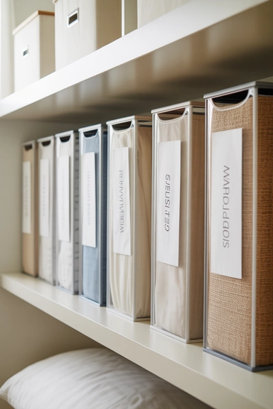 21 Smart Linen Closet Organizing Ideas for a Clutter-Free Home 11 Use Slim Storage Boxes for Extra Bedding