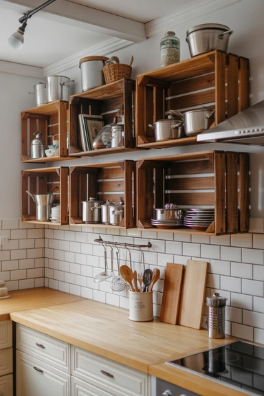 23 Outside-of-the-Box Organizing Hacks That Transform Your Home 11 Building a DIY Pot Rack from Repurposed Wooden Crates