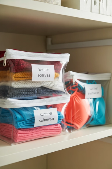 Clear Zip Pouches for Seasonal Accessory Storage