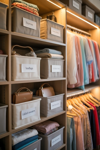 DIY Fabric Bin Closet Organizer