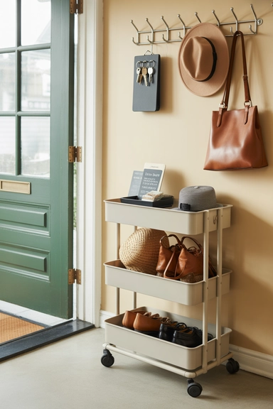 Entryway Cart for Daily Drop Items