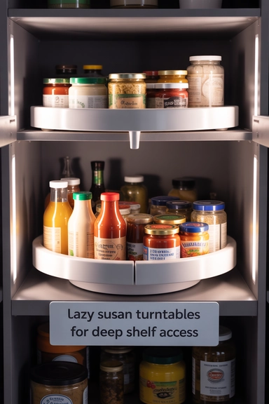22 Dollar Store Pantry Organizing Ideas That Reduce Daily Clutter 11 Lazy Susan Turntables for Deep Shelf Access