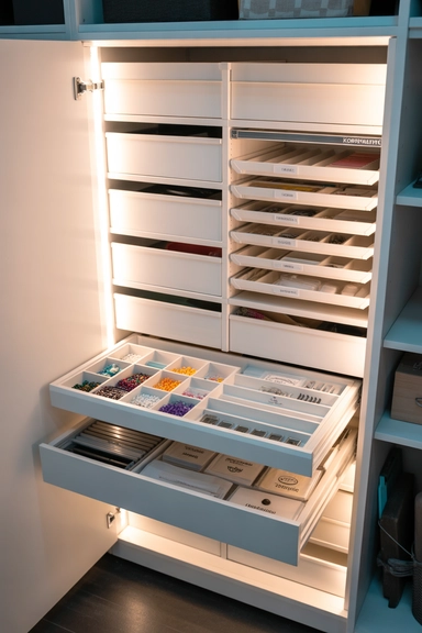 21 IKEA Craft Room Hacks That Keep Supplies Perfectly Organized 11 KOMPLEMENT Drawer and Tray Inserts for Micro-Supply Order