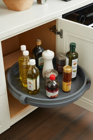 23 Cheap Kitchen Organizing Hacks That Make Small Kitchens Work Better 11 Lazy Susans for Budget-Friendly Cabinet Access