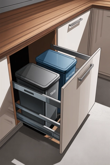 Pull-Out Trash and Recycling Drawers for Hidden Utility