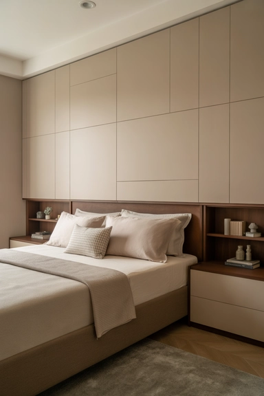 21 Hidden Storage Solutions That Keep Clutter Completely Out of Sight 12 Headboard Storage Integrated Behind Solid Panels