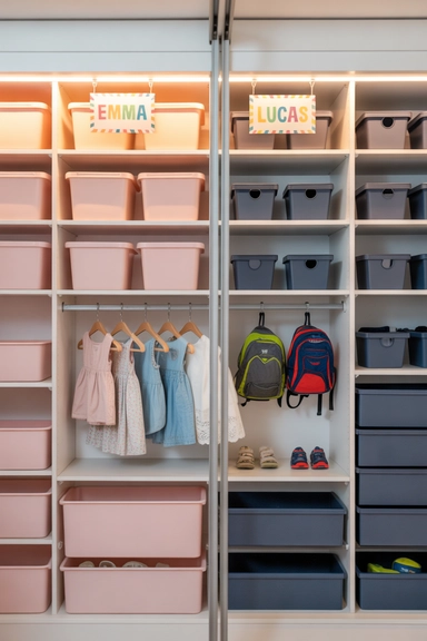21 Kids Closet Organization Ideas That Keep Toys and Clothes Under Control 12 Shared Closets With Clearly Defined Personal Zones