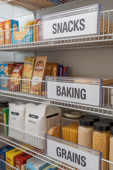 22 Dollar Store Pantry Organizing Ideas That Reduce Daily Clutter 12 Clear Clip-On Shelf Labels for Easy Navigation