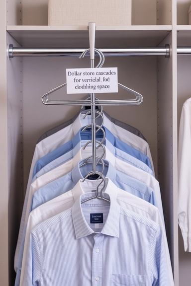 Dollar Store Hanger Cascades for Vertical Clothing Space